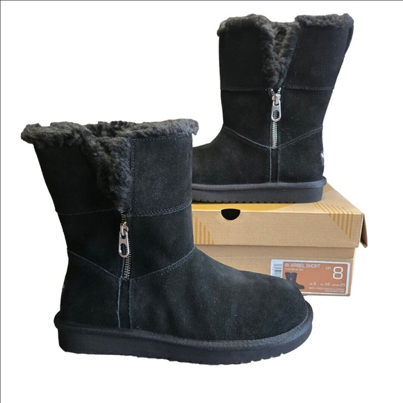 UGG Shoes - UGG Koolaburra Aribel Short Black Suede Women's Size 8 New in Box Faux Fur